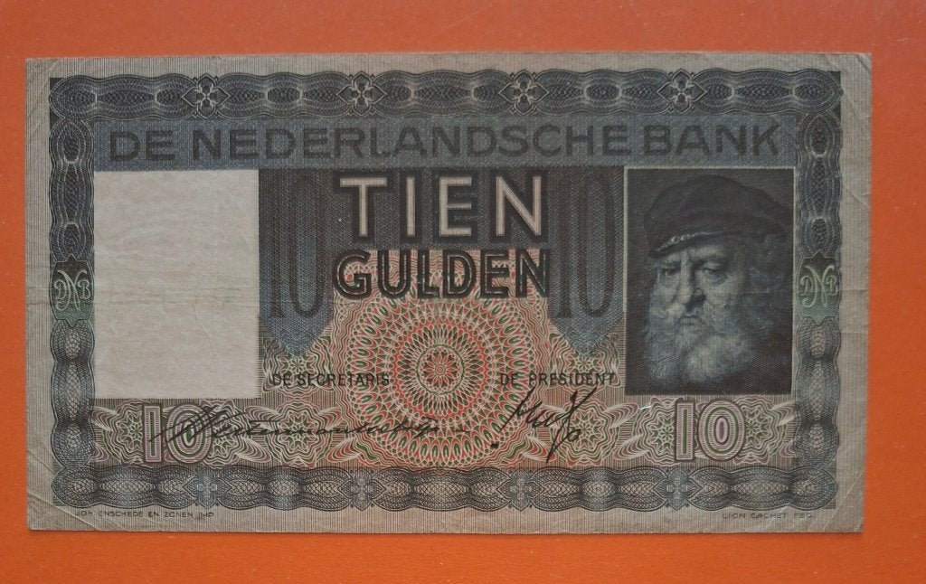 Bankbiljet 10 gulden 1939 Grijsaard, cat. PL36.b1, Verzenden, 10 gulden, Los biljet