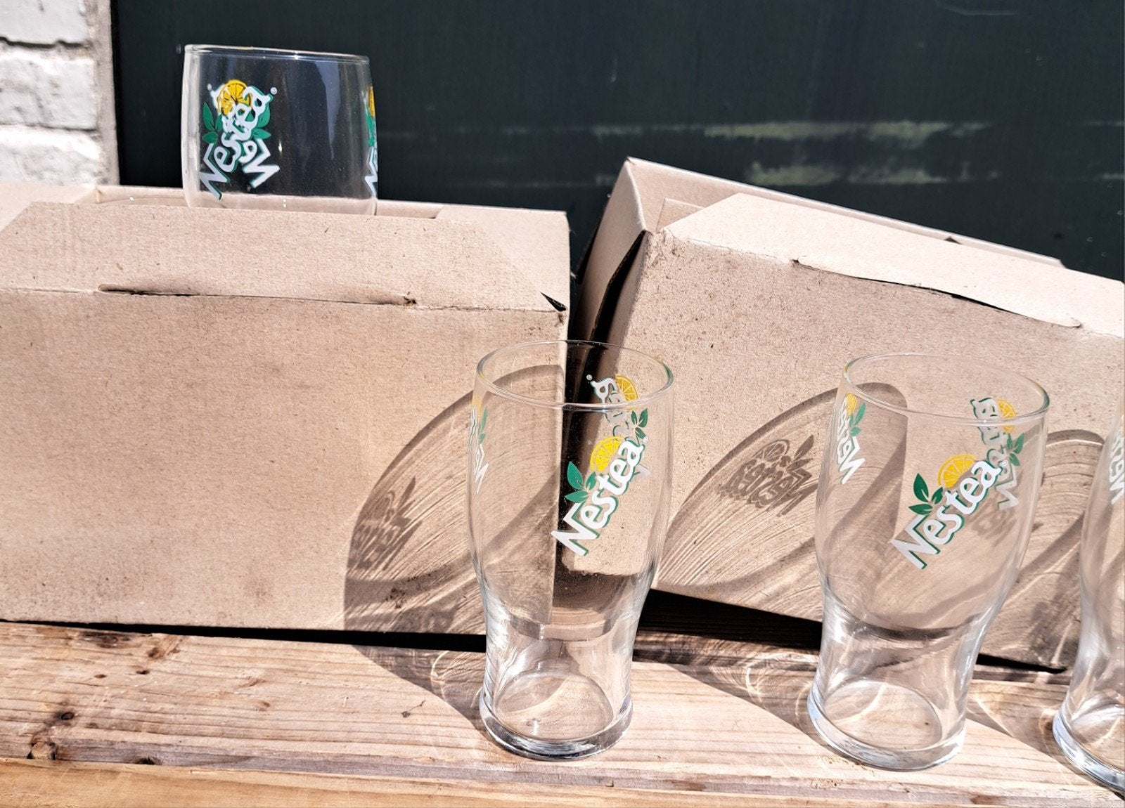 glas glazen nestea drinkglazen, Ophalen of Verzenden