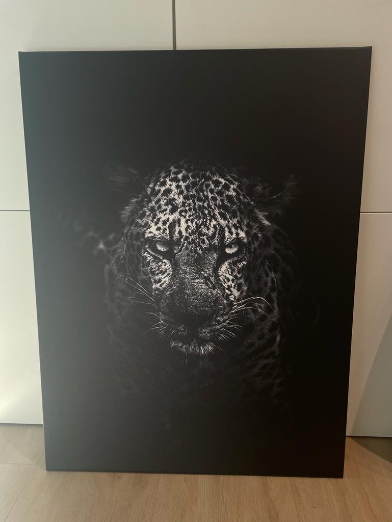 Wallfield tijger canvas jaguar 100x75cm, Ophalen of Verzenden, Zo goed als nieuw, Schilderij, Minder dan 50 cm