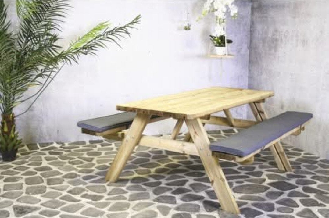 NIEUWE picknicktafel met opklapbare banken, Tuin en Terras, Picknicktafels, Ophalen, Nieuw, Inklapbaar, Rechthoekig