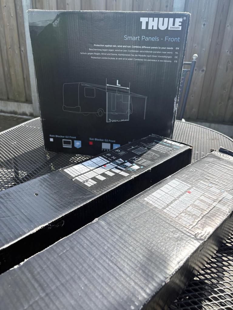 Thule Smart Panels set – 2x zijscherm + 1x voorscherm, Caravans en Kamperen, Caravan accessoires, Ophalen, Gebruikt