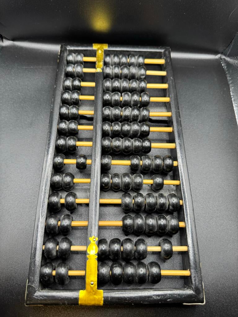 Vintage Telraam / Abacus - Zwart met Goudkleurige Details, Ophalen of Verzenden