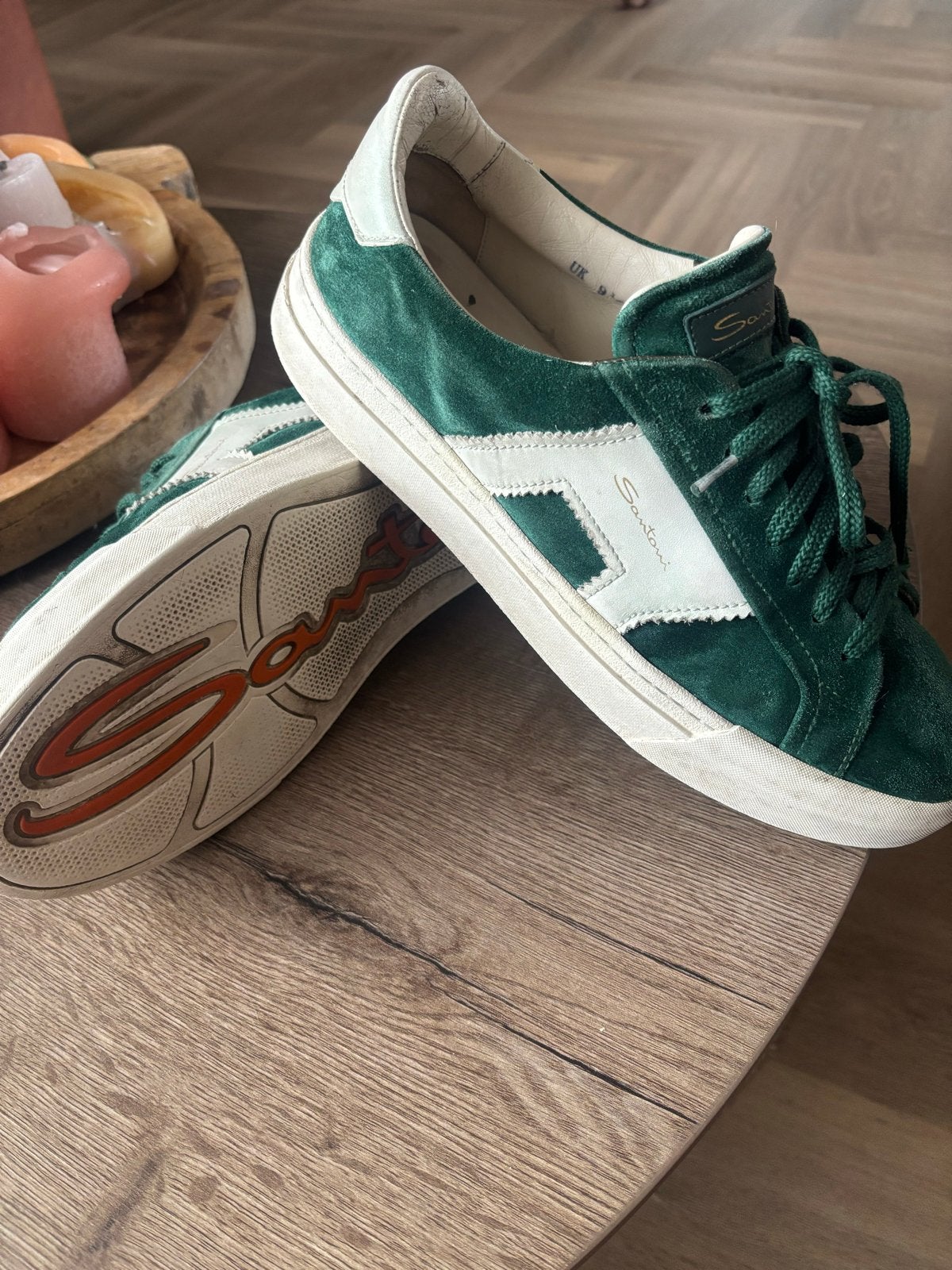 Santoni sneakers groen, maat 9,5 UK, Kleding | Heren, Schoenen, Overige kleuren, Verzenden, Sneakers of Gympen, Gedragen