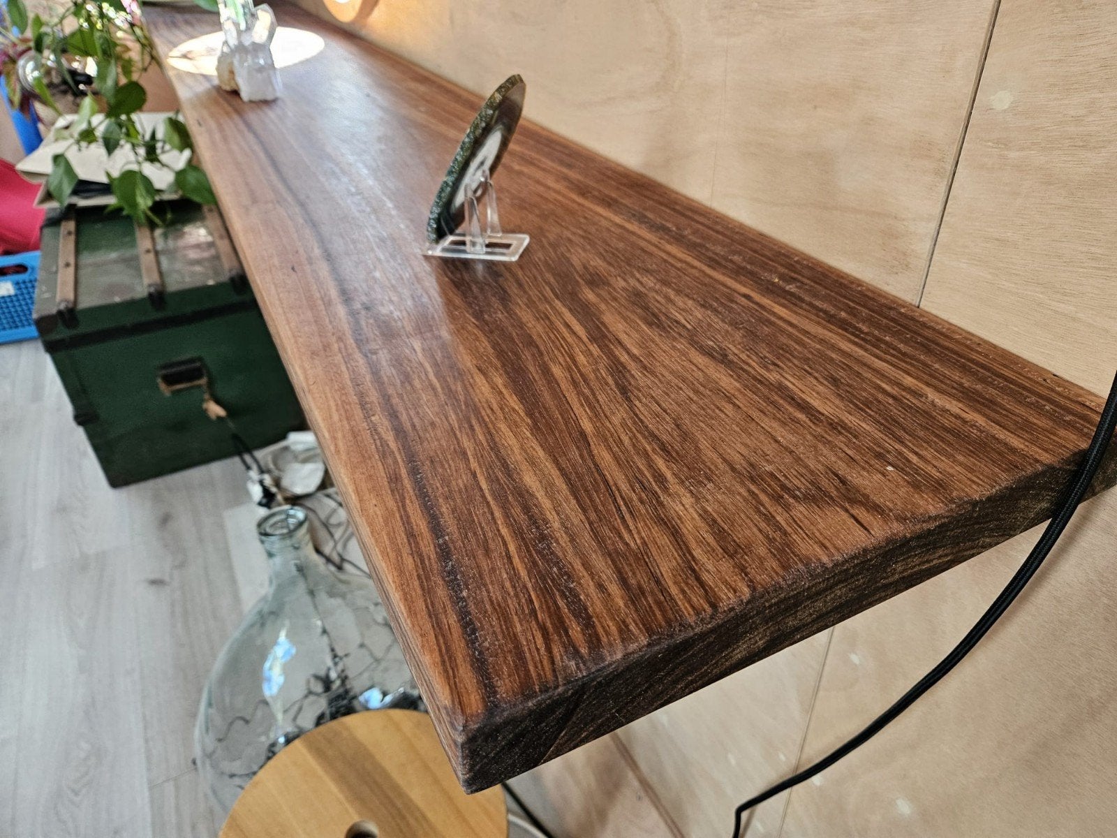 Zebrano hardhout massief plank 320 x 30 x 3,8 cm, Ophalen, Gebruikt