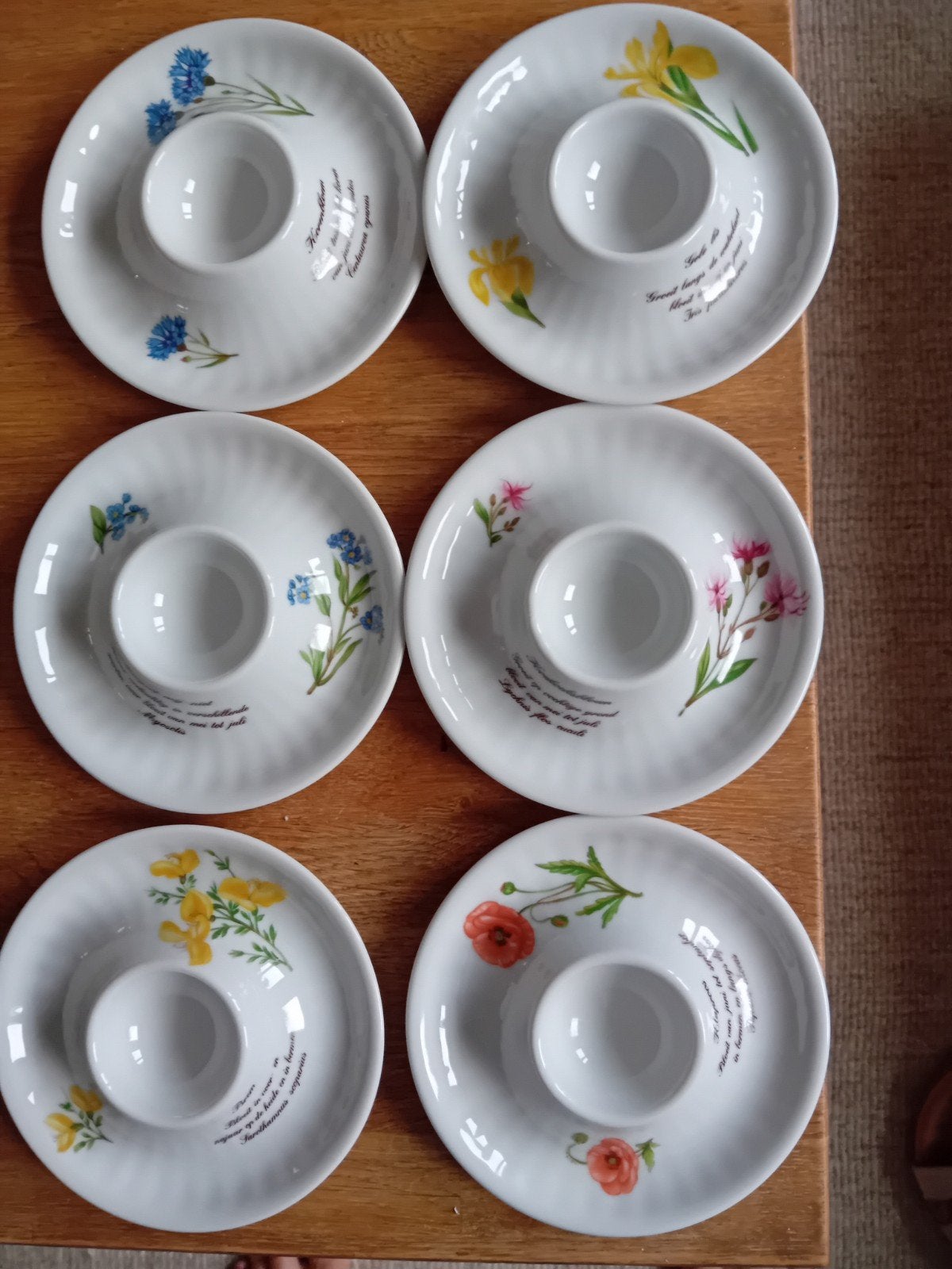 Set van 6 Libelle porseleinen eierdopjes met bloemmotief, Ophalen