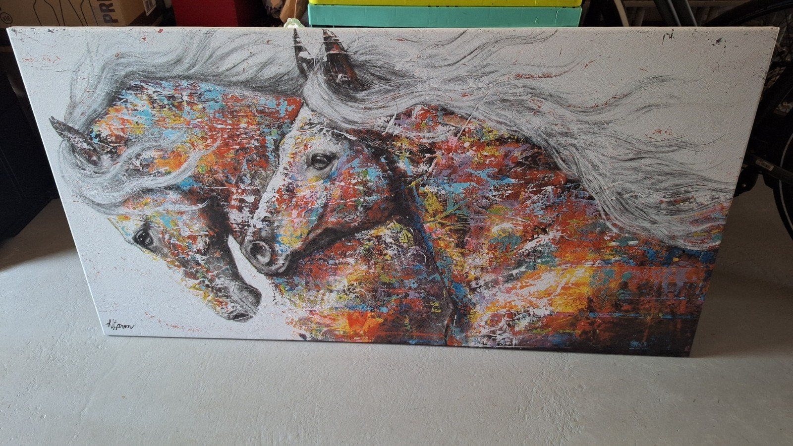 Canvas schilderij 2 paarden, Ophalen