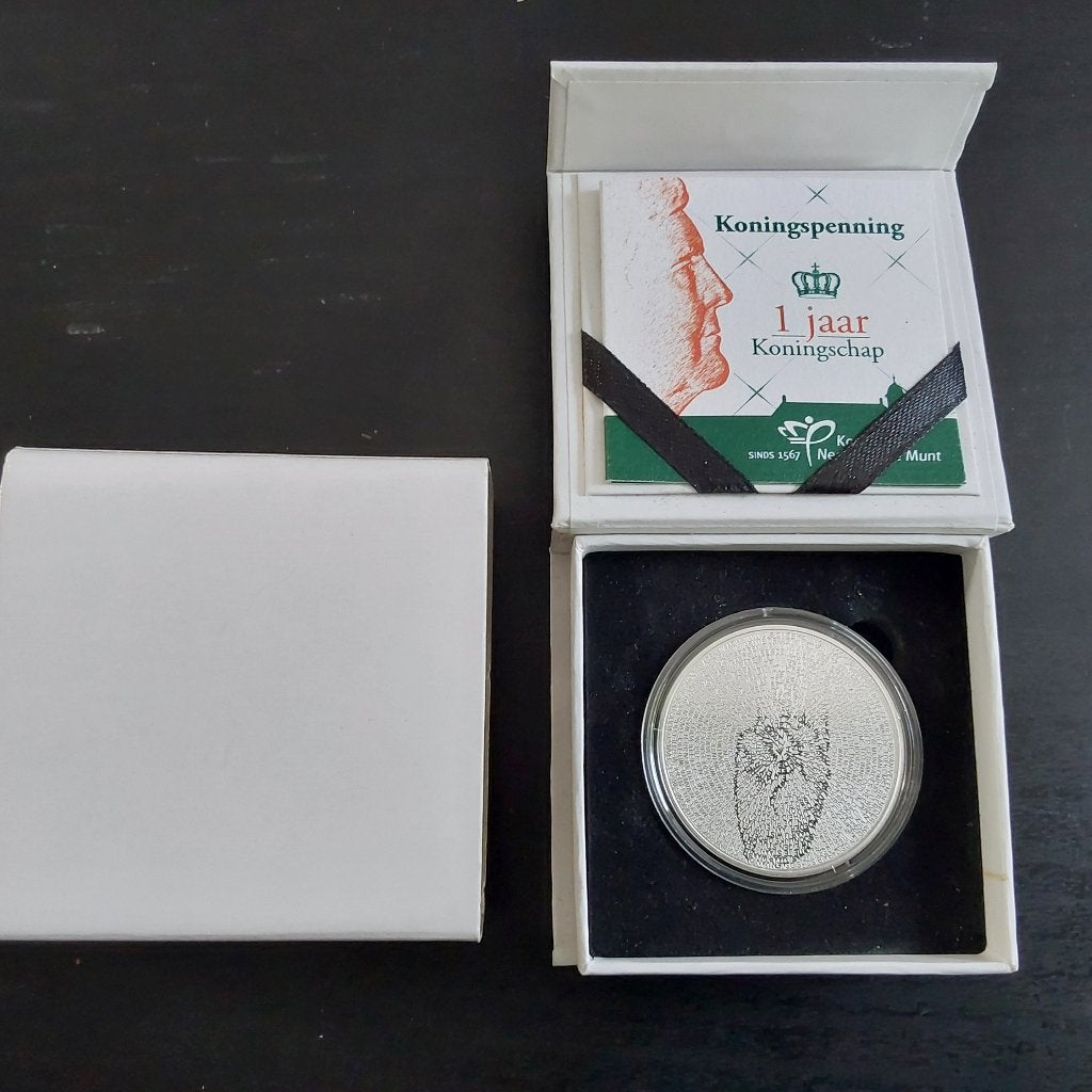 Koningspenning 1 jaar Koningschap - Zilveren munt, Verzenden, Zilver, Nederland