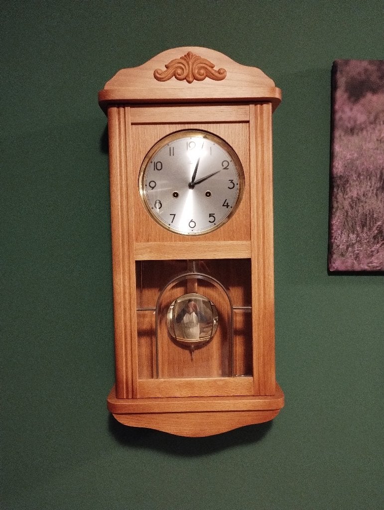 Jeka regulateur; licht eiken; voor beginnende klokkenmaker, Antiek en Kunst, Ophalen