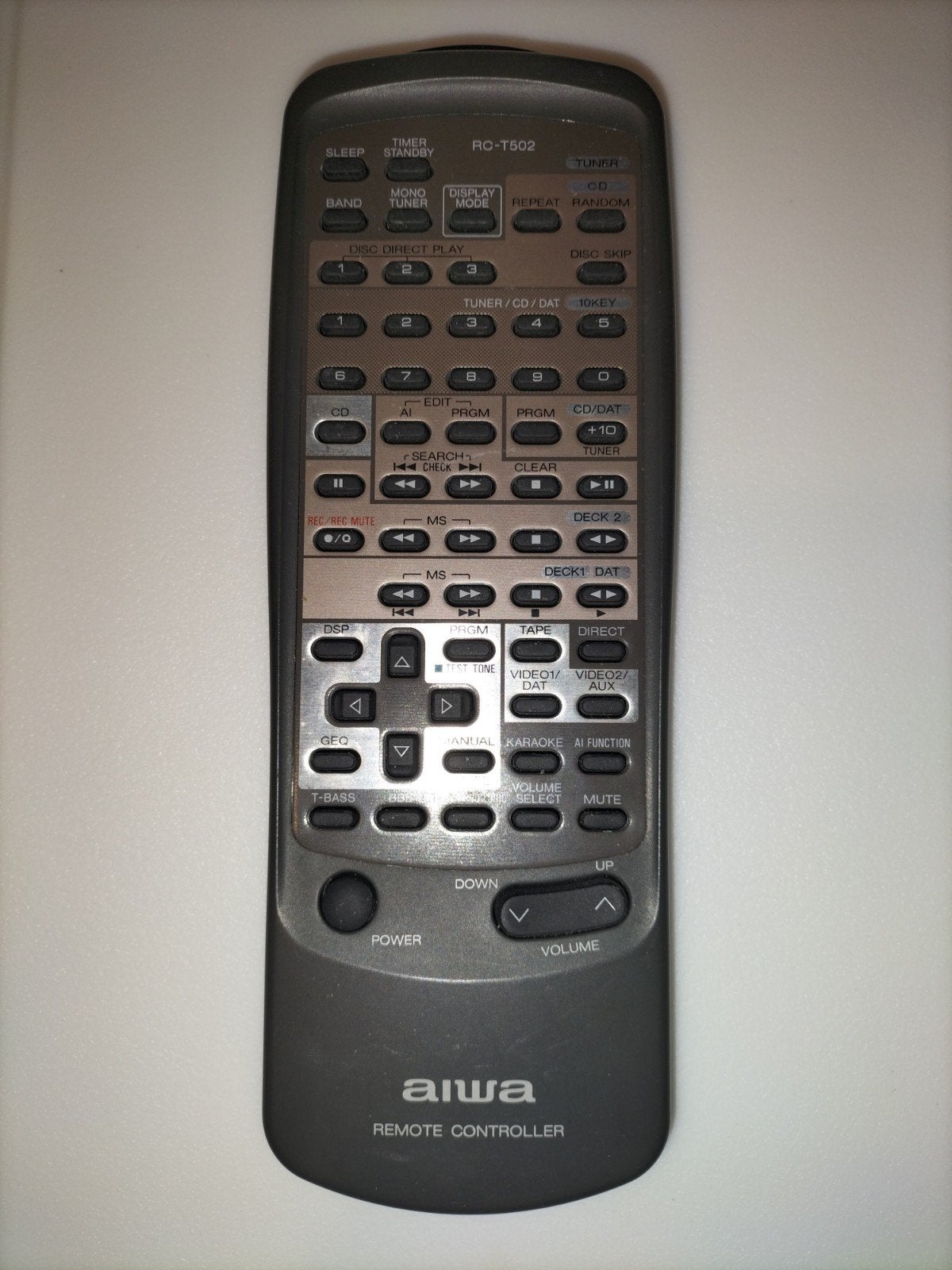 Originele Aiwa RC-T502 afstandsbediening voor audiosystemen, Ophalen of Verzenden, Gebruikt, Origineel, Receiver of Versterker