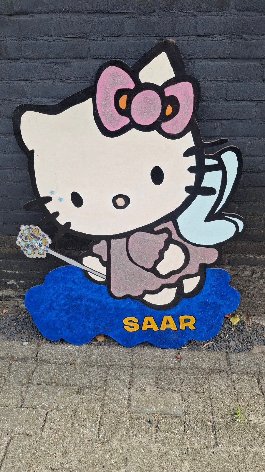 Hello Kitty Geboortebord met naam 'SAAR', Ophalen, Gebruikt