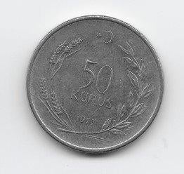 Turkije 50 kurus 1977 KM# 899, Verzenden, Midden-Oosten, Losse munt