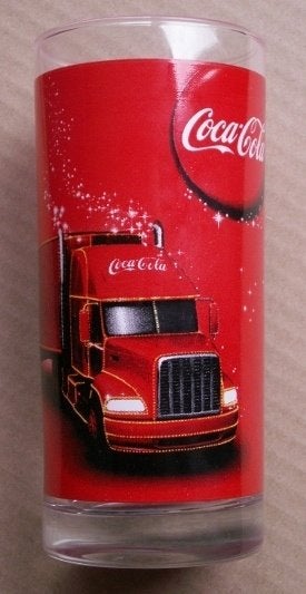 Coca Cola glas met Coca-Cola Kersttruck kerstauto, Verzamelen, Ophalen of Verzenden, Nieuw, Bierglas