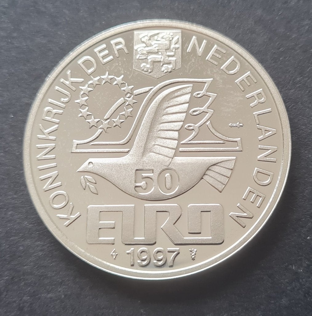 50 ecu Pieter Cornelisz. Hooft 1997 (zilver), Ophalen of Verzenden, Koningin Beatrix, Losse munt, Zilver
