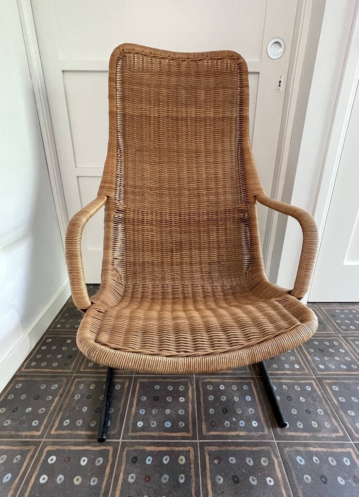 Design Rotan Fauteuil Dirk van Sliedregt model 514, Huis en Inrichting, Gebruikt, 75 tot 100 cm, Ophalen of Verzenden, Metaal