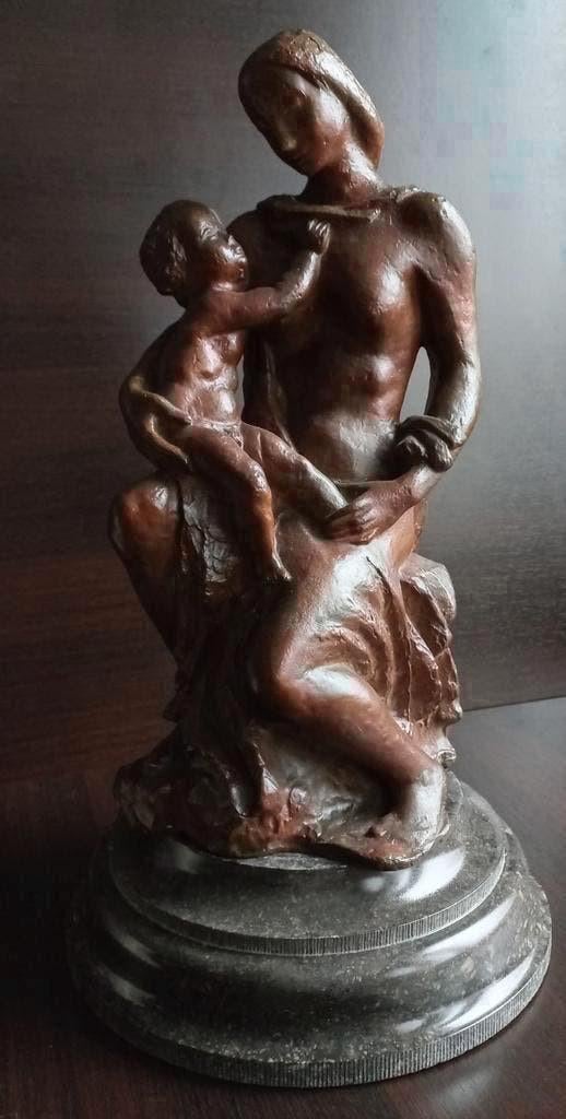 Bronzen beeld Théo Akkermann  Maternité, vers 1950,Brons art, Ophalen of Verzenden, Brons
