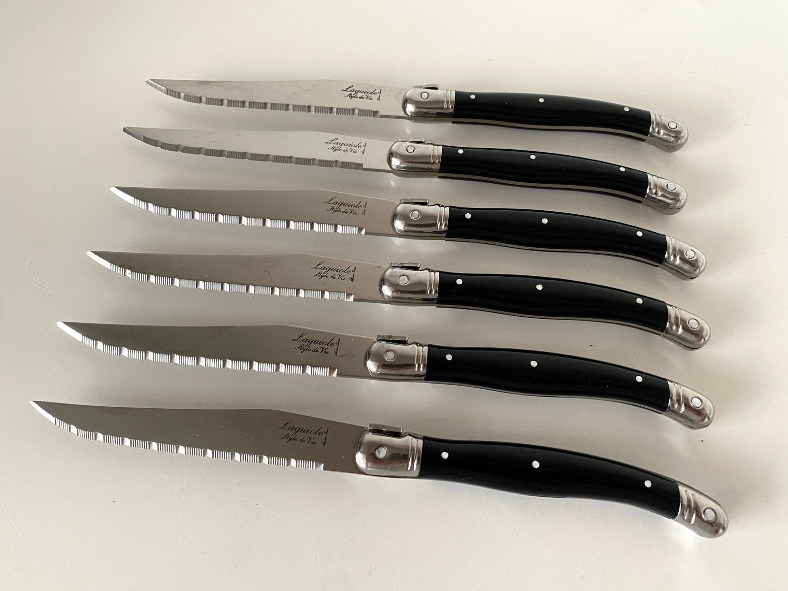 Nieuw Laguiole Style de Vie Steakmessen Set - Zwart (6 stuks, Los bestek, Laguiole, Ophalen of Verzenden, Zo goed als nieuw