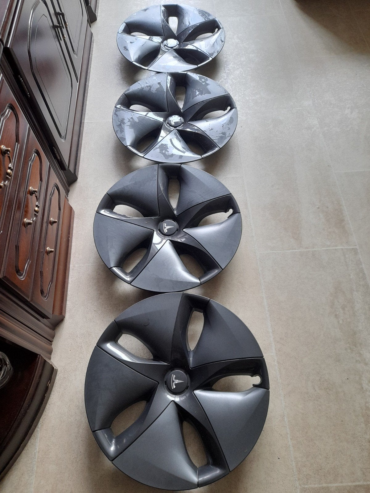 Tesla Model 3 Aero wieldoppen set (4 stuks), Auto diversen, Wieldoppen, Gebruikt, Ophalen of Verzenden