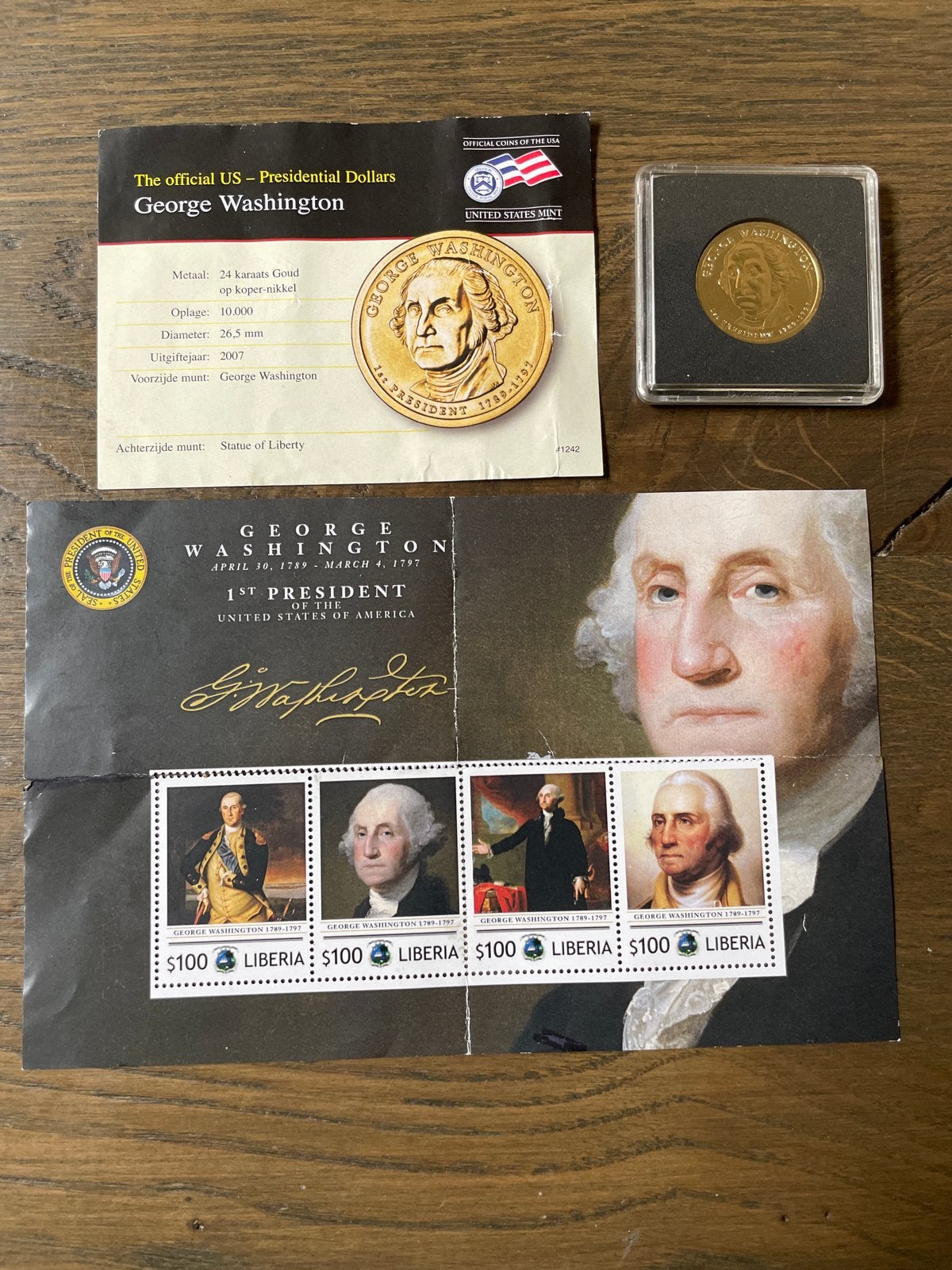 George Washington Presidential Dollar Munt & Postzegels, Ophalen of Verzenden, Setje, Goud