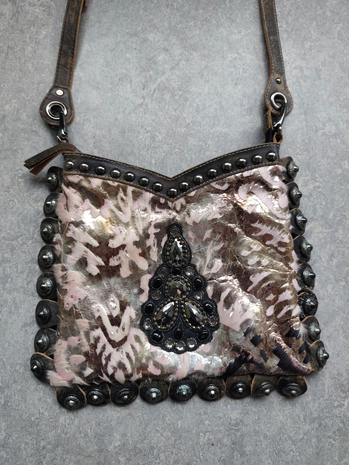 River Island Boho/ Western buffelleren schoudertasje, 22x28, Ophalen of Verzenden, Zo goed als nieuw, Overige kleuren, Schoudertasje