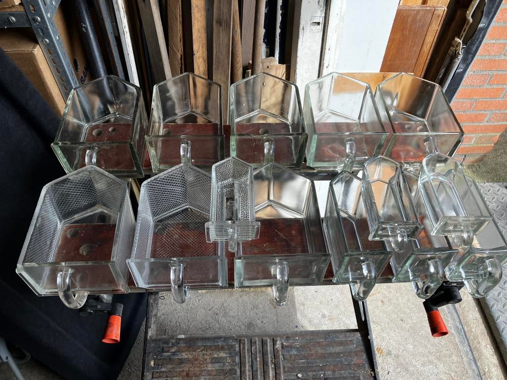 glazen Bruynzeel bakjes (ontwerp Piet Zwart), Overige typen, Ophalen of Verzenden, Zo goed als nieuw, Overige kleuren
