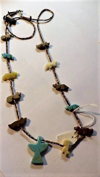 Vintage Zuni halsketting met dierenfiguurtjes uit edelstenen, Ophalen, Zo goed als nieuw, Overige materialen
