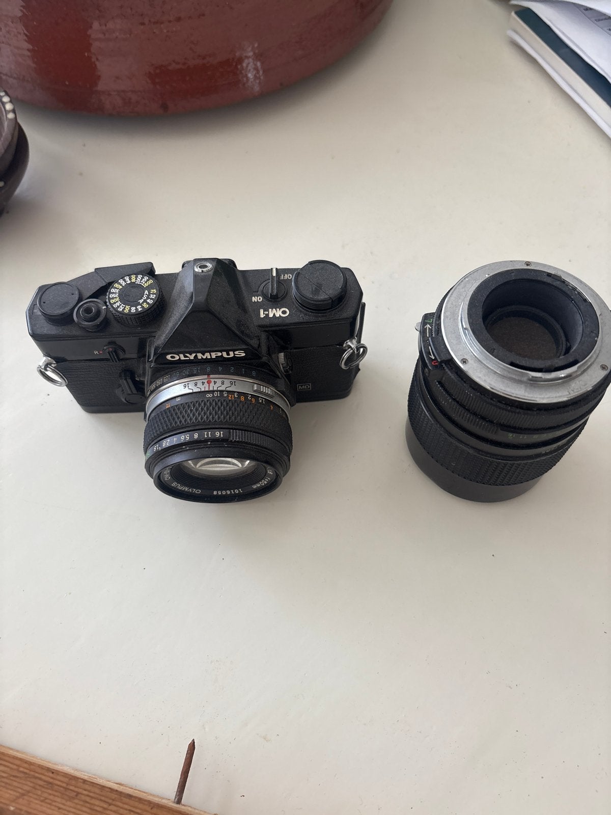 Olympus OM-1 Spiegelreflexcamera met lens, Ophalen, Gebruikt, Spiegelreflex, Olympus