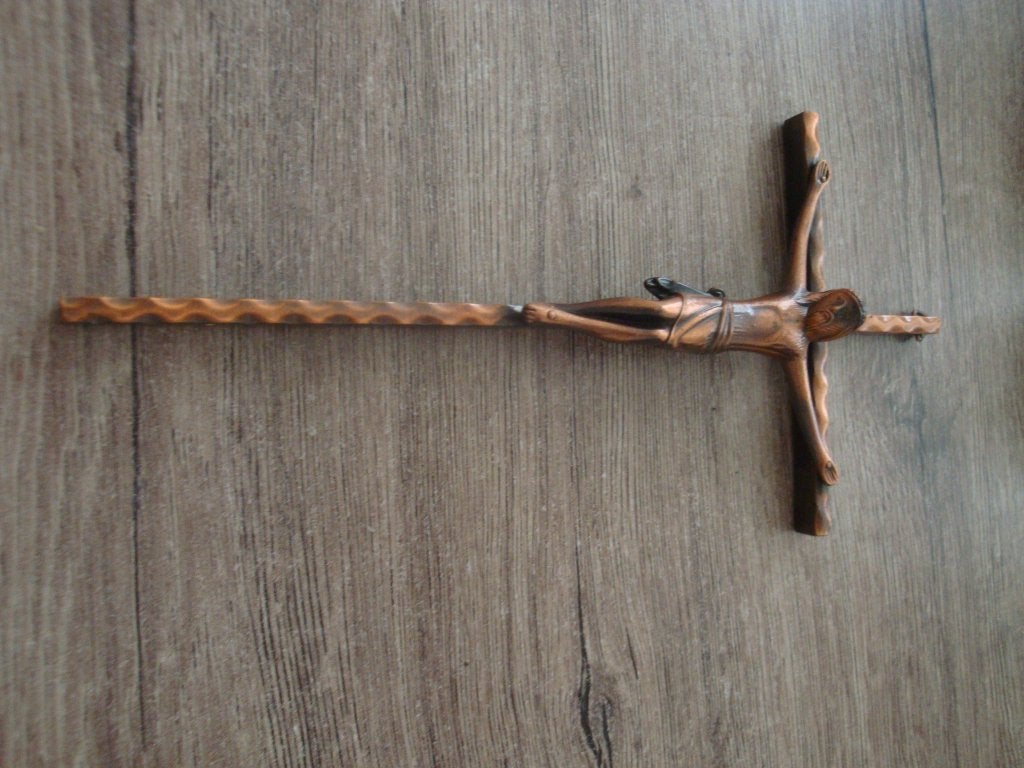 OUDE KOPEREN KRUIS BEWERKT, Antiek en Kunst, Ophalen of Verzenden