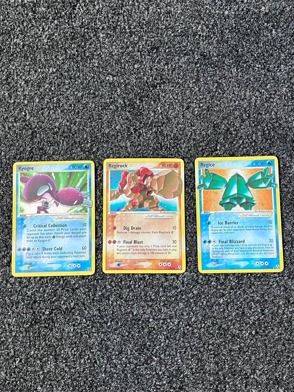 Pokémon Kyogre, Regice & Regirock gold star light played, Ophalen of Verzenden, Zo goed als nieuw, Losse kaart, Foil