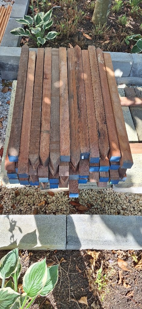 40 st Azobe piketpaal / palen 100x5x5 gepunt, Ophalen, Palen, Nieuw, Hardhout