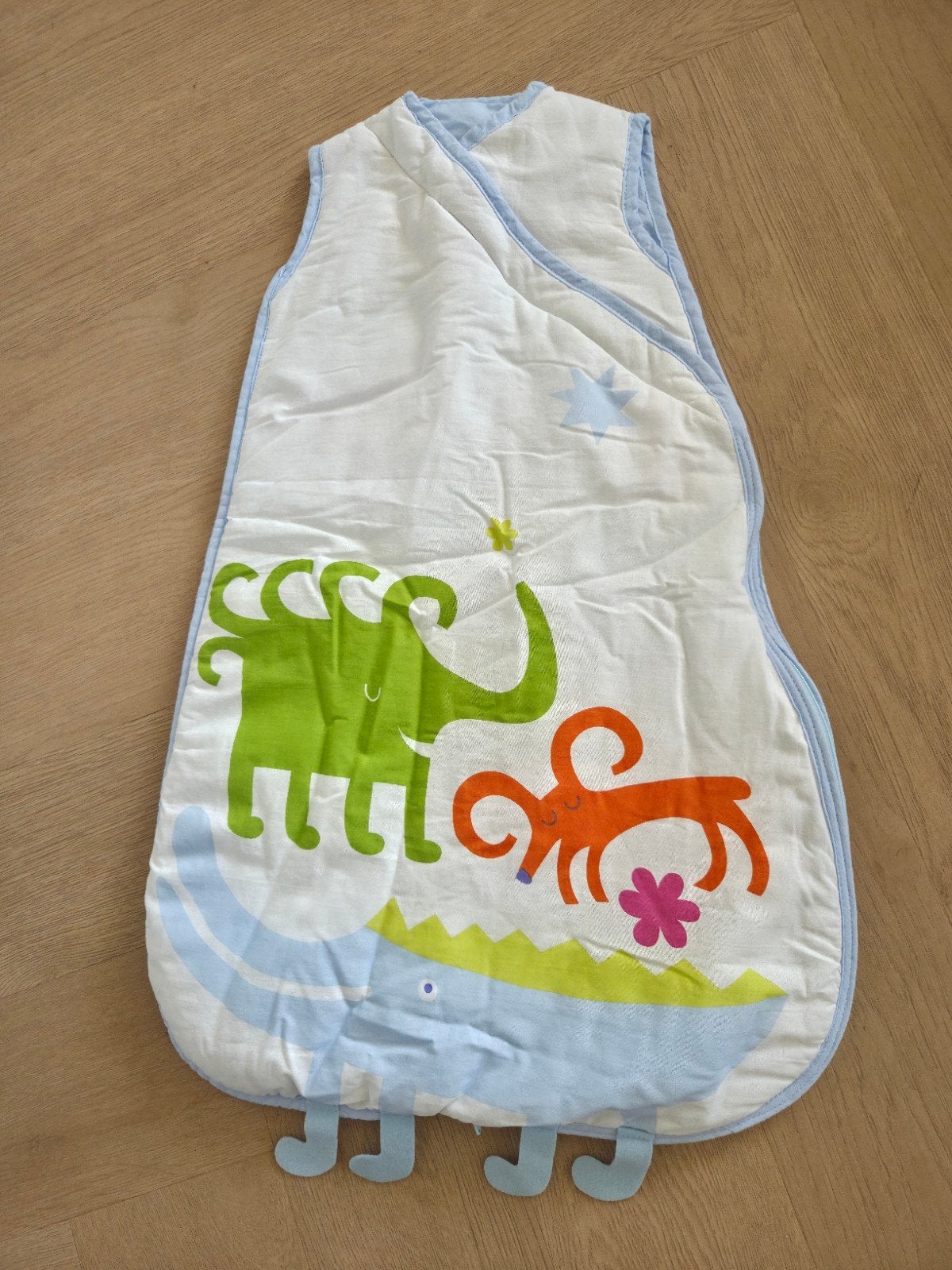 Baby slaapzak 0-6 maanden met vrolijke dierenprint, Ophalen of Verzenden, Gebruikt, Meerkleurig, Slaapzak