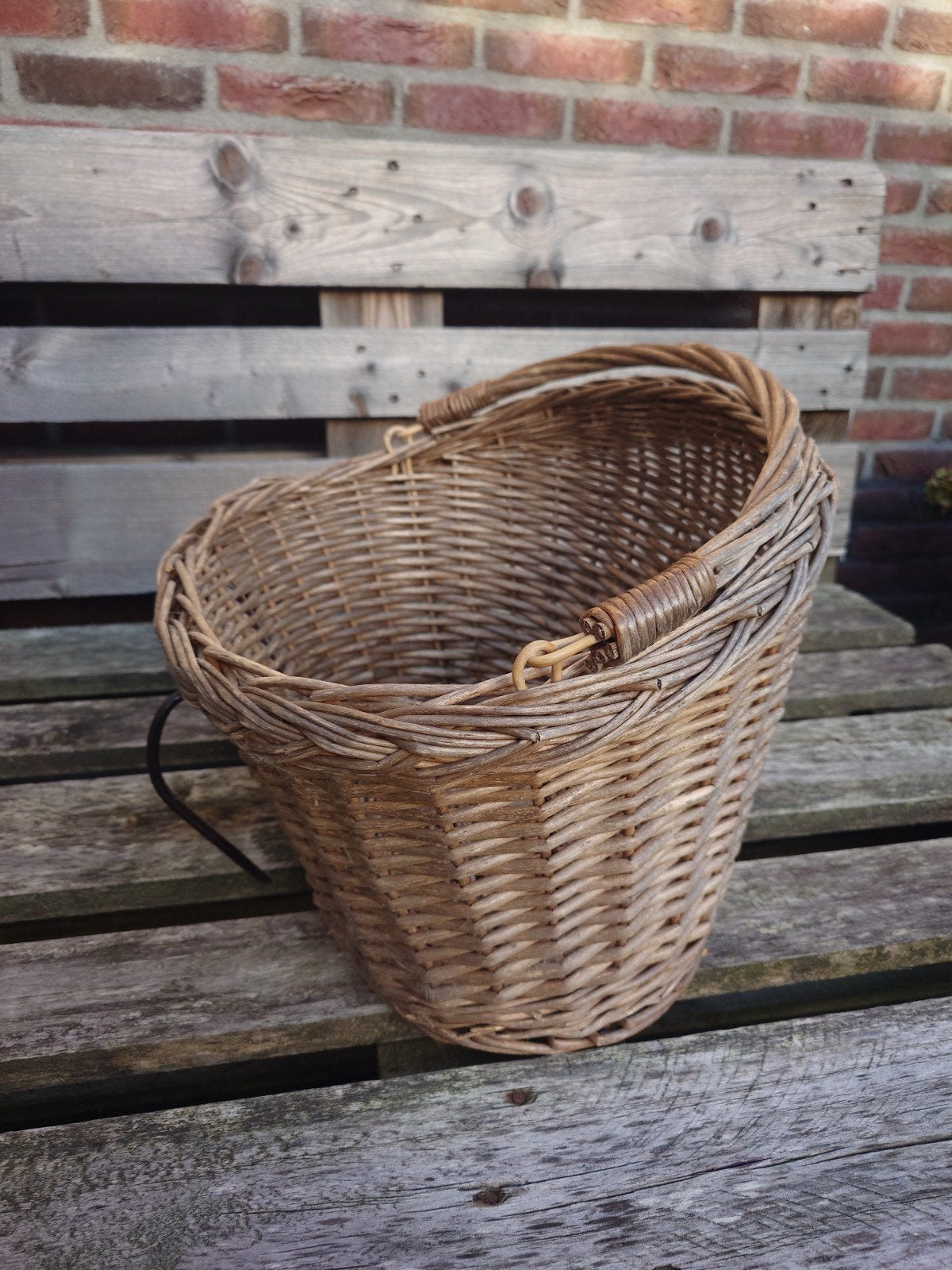 Mooie rieten fietsmand voorop, Fietsen en Brommers, Ophalen, Gebruikt, Fietsmand, Stuurbevestiging