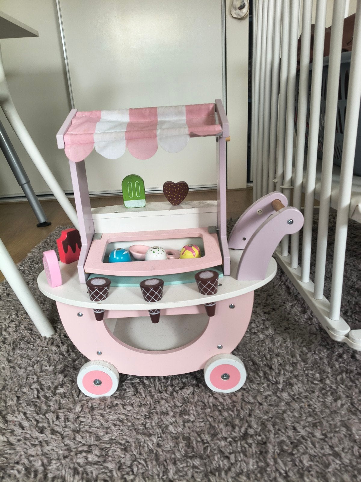 Houten ijscokar met accessoires, Kinderen en Baby's, Speelgoed | Houten speelgoed, Ophalen, Gebruikt