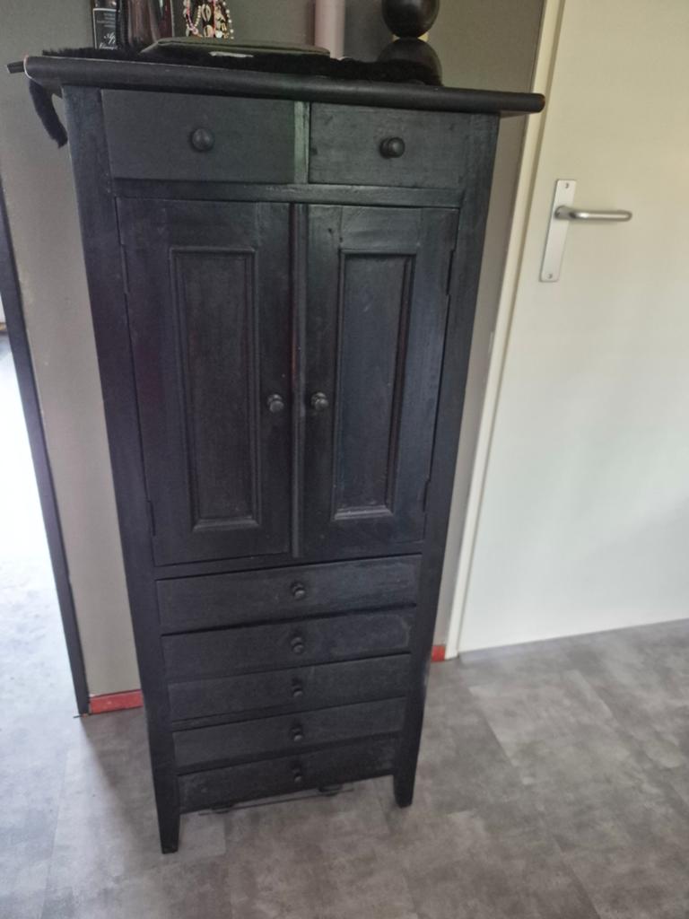 Teak houten smal kastje, Ophalen of Verzenden