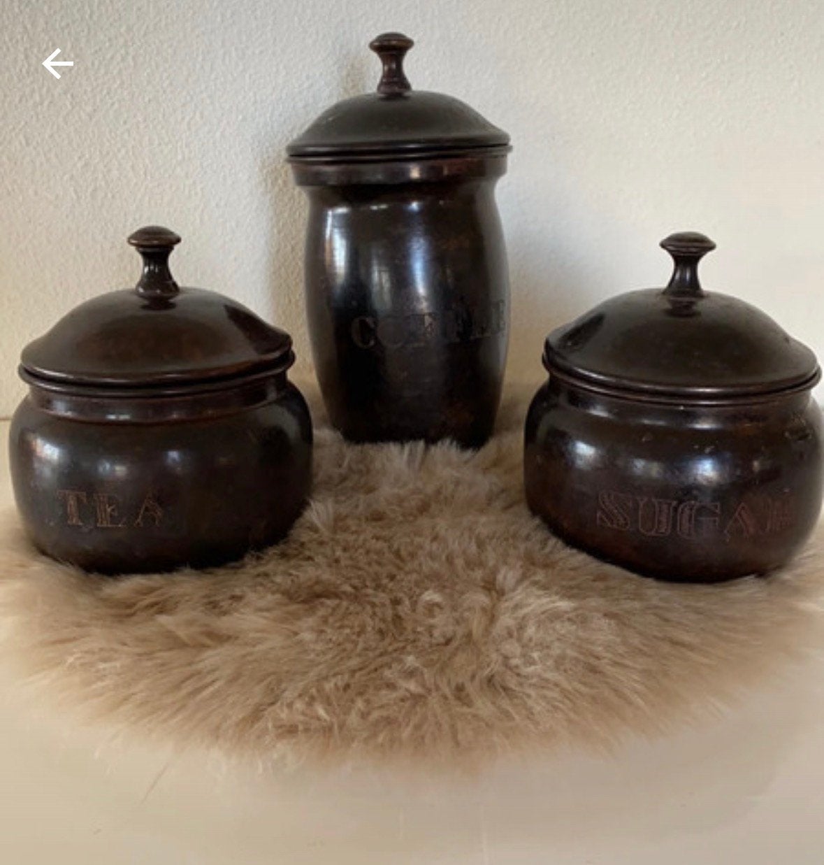 Antieke koffie thee en suiker bussen ( messing), Ophalen of Verzenden, Zo goed als nieuw