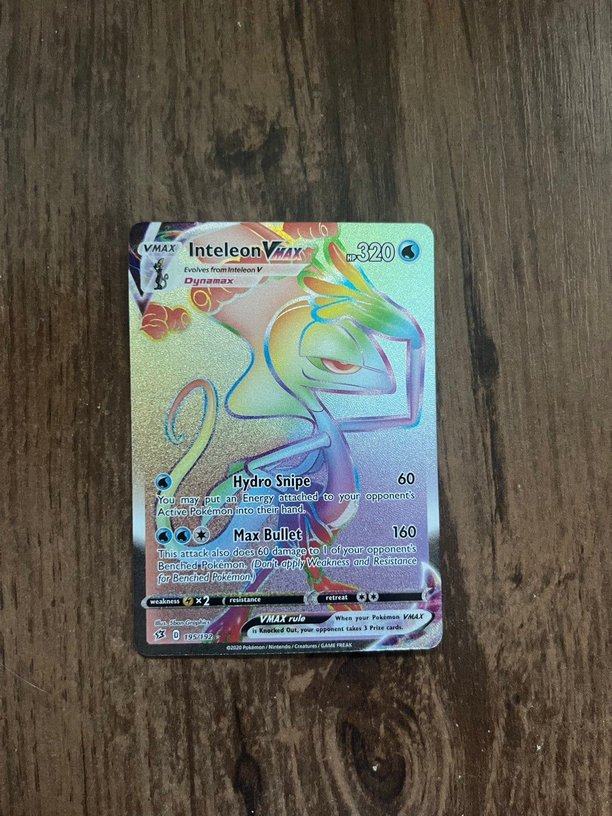 Inteleon VMAX Rainbow Rare Pokémon Kaart, Ophalen of Verzenden, Zo goed als nieuw, Losse kaart, Foil
