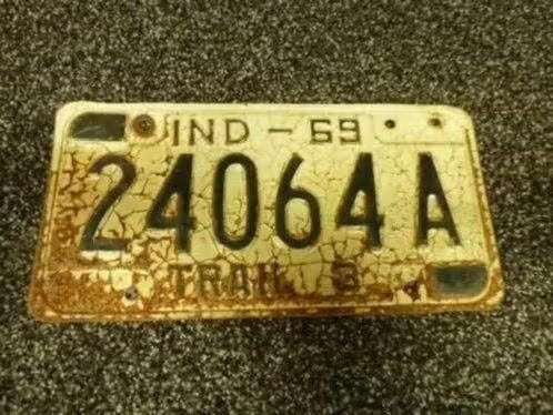 Kentekenplaat licenseplate Indiana 1969 USA, Verzamelen, Verzenden, Gebruikt, Auto's