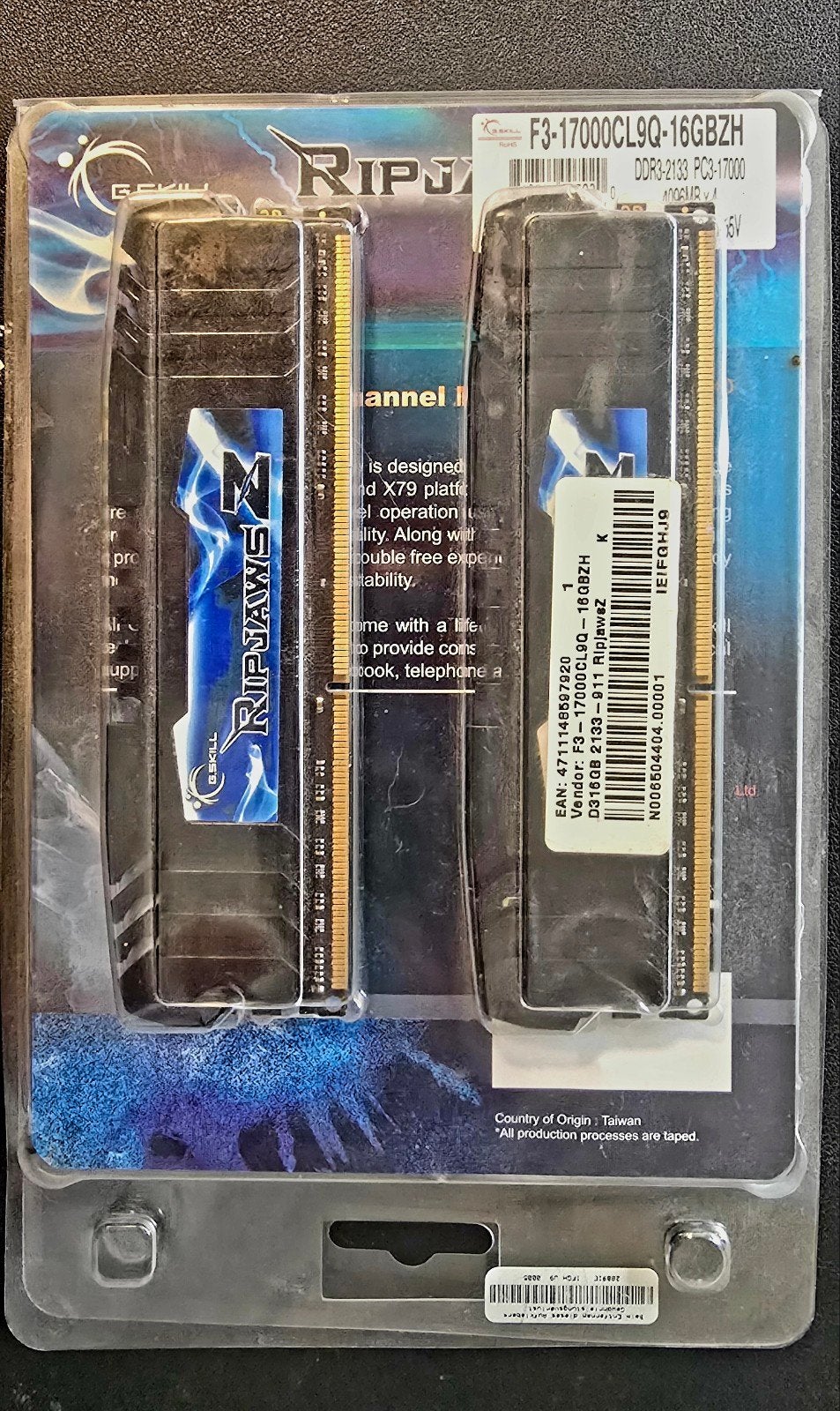 G.SKILL Ripjaws DDR3-2133 16GB (4x4GB) RAM Geheugen, Computers en Software, Server, DDR3, Ophalen of Verzenden, Zo goed als nieuw