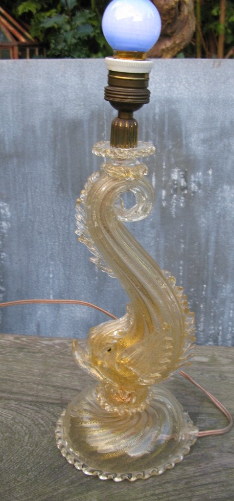 BAROVIER MURANO LAMP  1950 DOLFIJN GOUDLUSTER, Ophalen of Verzenden