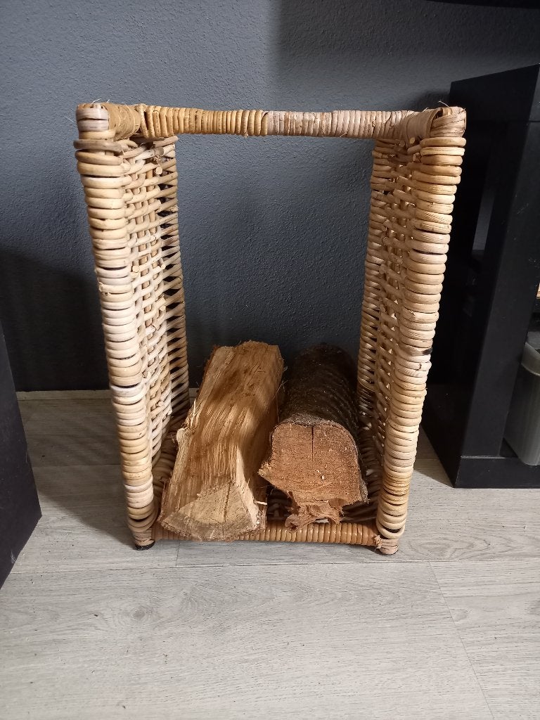 Rieten Houtmand / Haardhoutmand, Ophalen of Verzenden, Gebruikt, Vrijstaande haard, Overige soorten