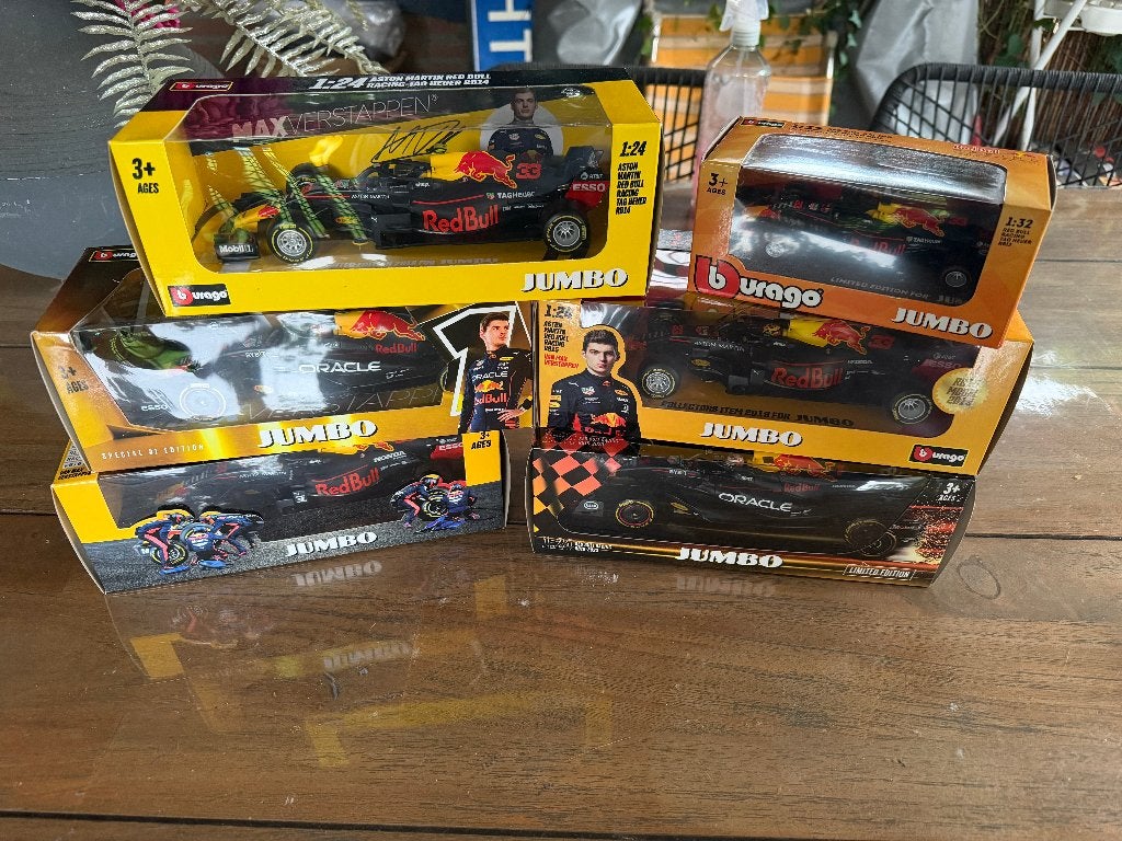 Complete serie Max Verstappen Jumbo F1 auto's (Bburago), Hobby en Vrije tijd, Ophalen of Verzenden, Nieuw, Auto, Bburago