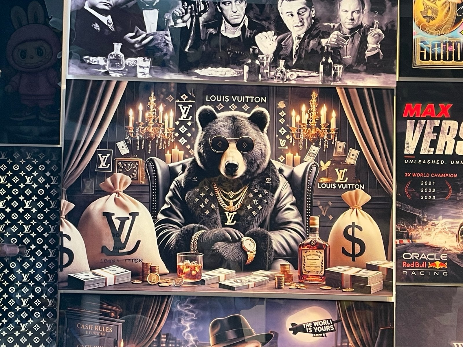 Plexiglas schilderij 'Louis Vuitton Beer' 80x50cm, Ophalen of Verzenden, Kunststof, Print, Dieren