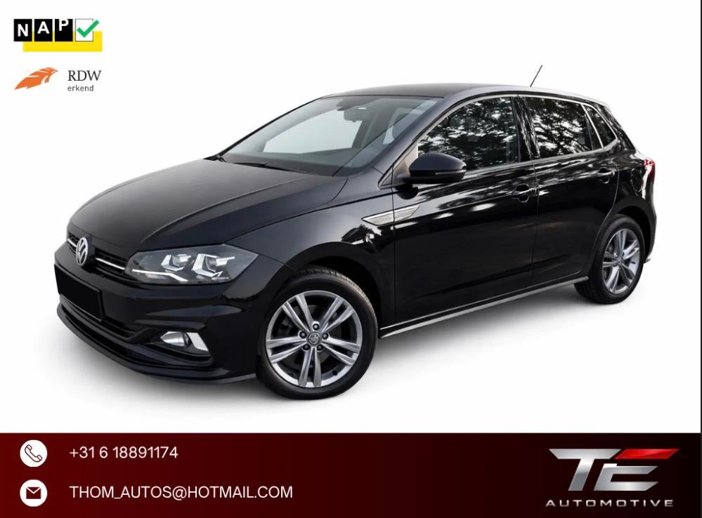 Volkswagen Polo 1.0 TSI R-Line 95pk 2021 Zwart | NAP | BTW, Voorwielaandrijving, 1063 kg, Origineel Nederlands, Bedrijf
