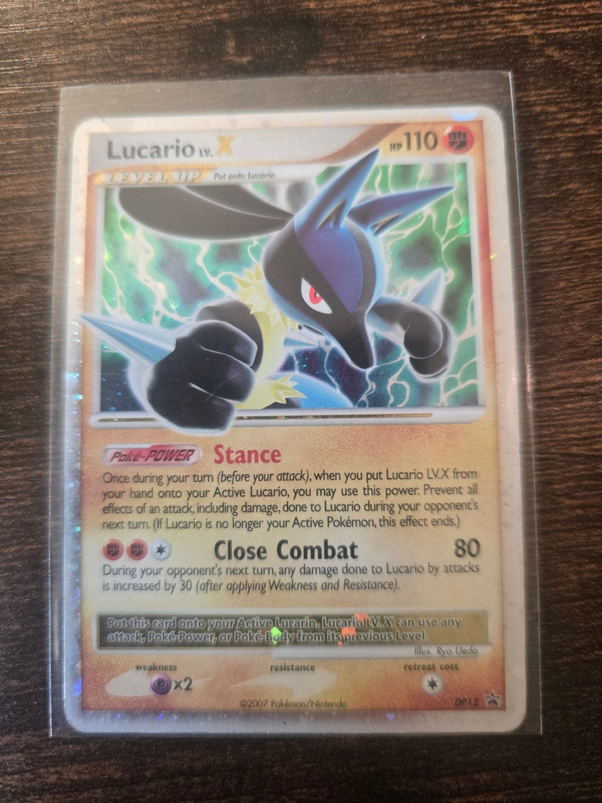 Pokémon Kaart Lucario LV.X DP12 Holo Foil Promo, Ophalen of Verzenden, Zo goed als nieuw, Foil