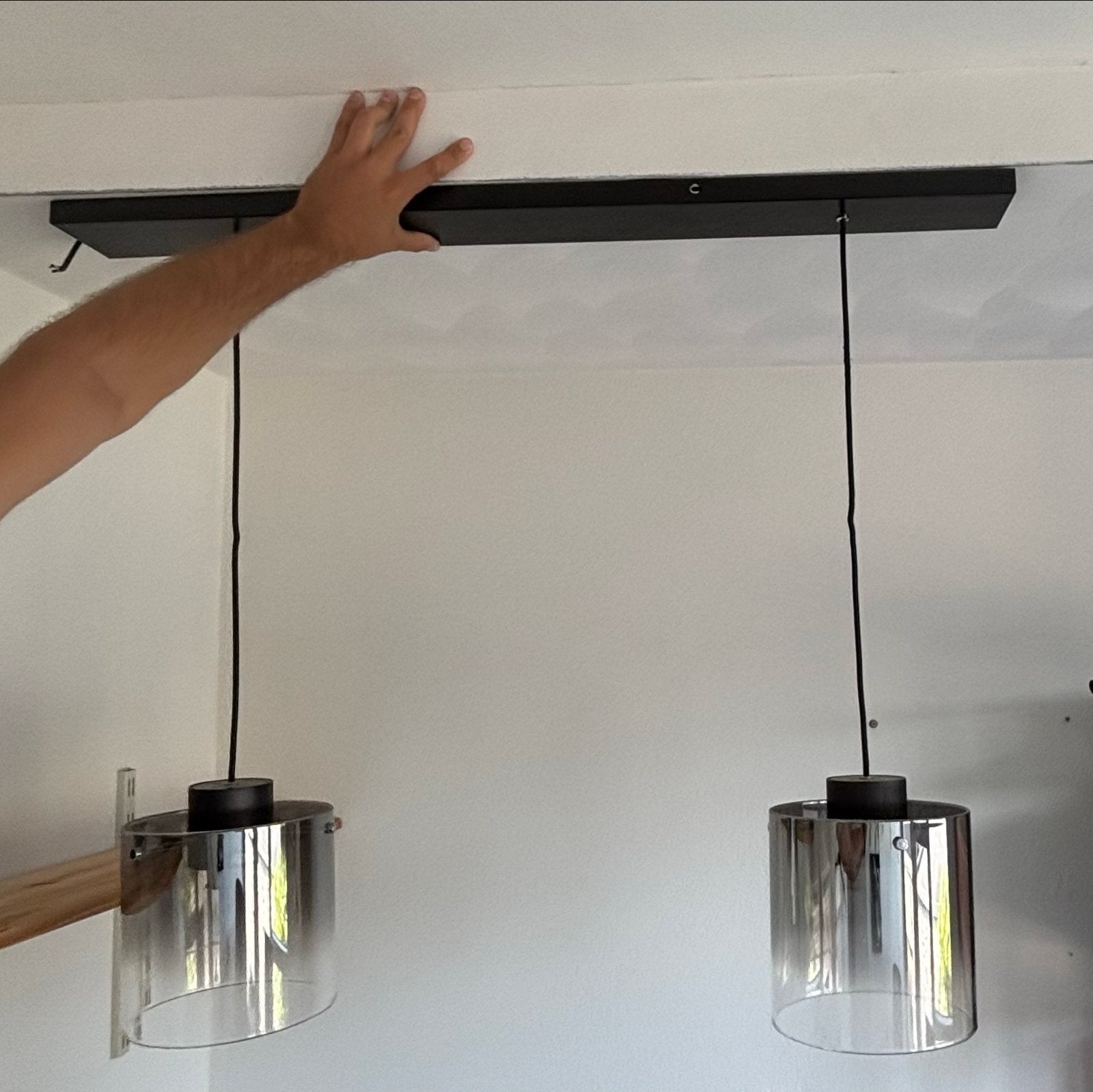 Moderne plafond hanglamp met glazen kappen en LED, Huis en Inrichting, Lampen | Hanglampen, Ophalen, Nieuw, Metaal