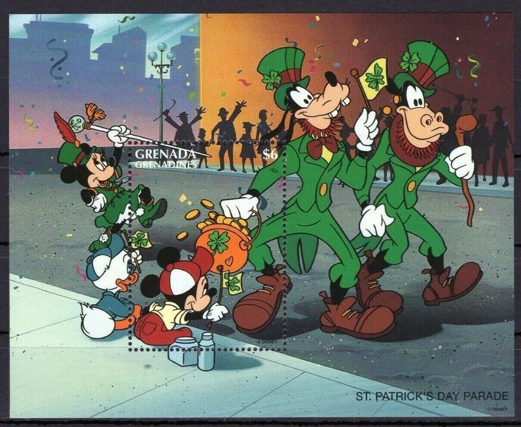 Grenada St Patrick's day Walt Disney Mickey Donald MNH, Verzenden, Postfris, Noord-Amerika