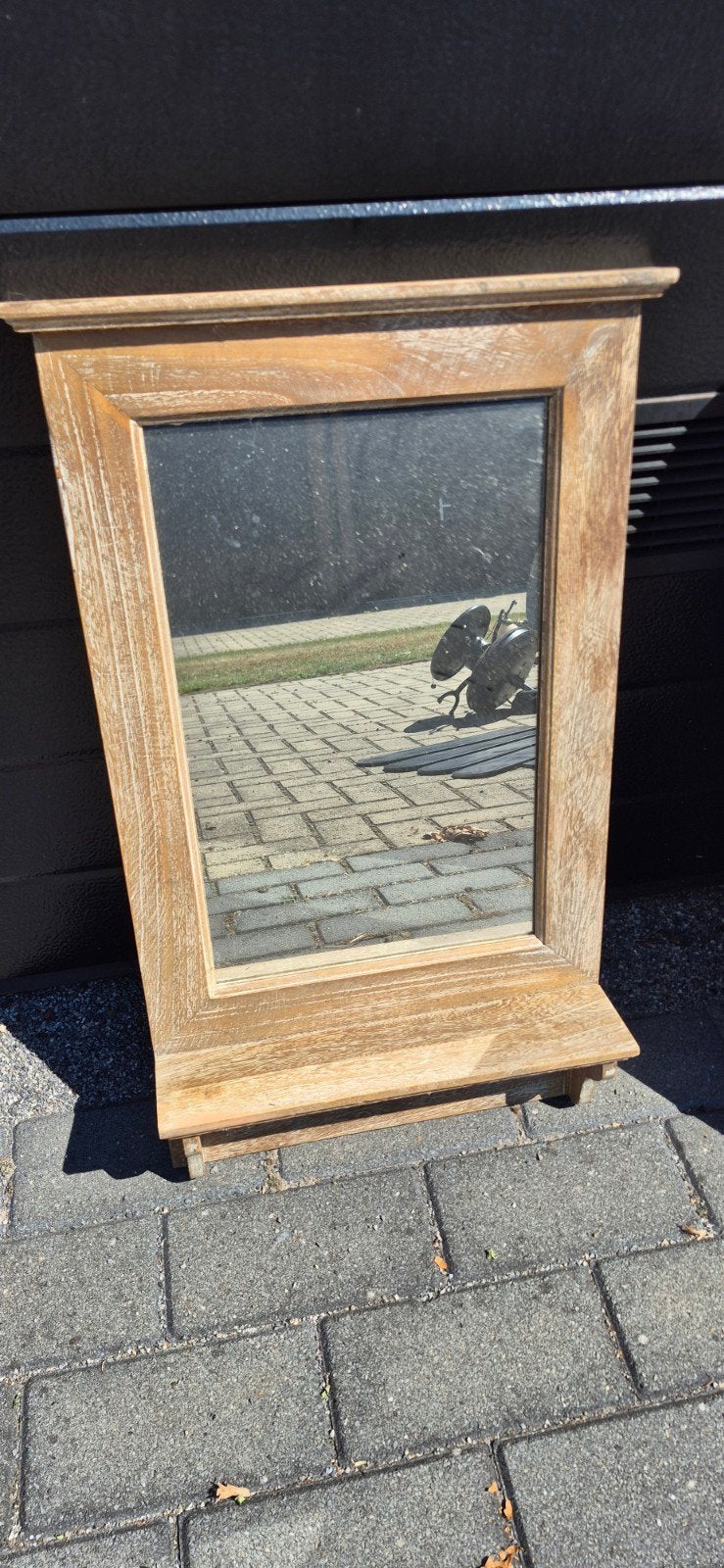 Houten spiegel met plankje - Rustieke stijl, Ophalen, Minder dan 50 cm, Gebruikt, 100 tot 150 cm