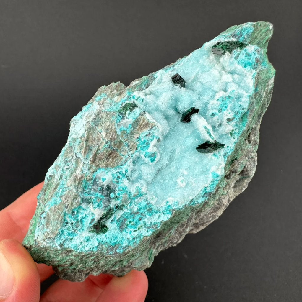 Chrysocolla met Malachiet (Druzy) uit Congo, Ophalen of Verzenden, Mineraal