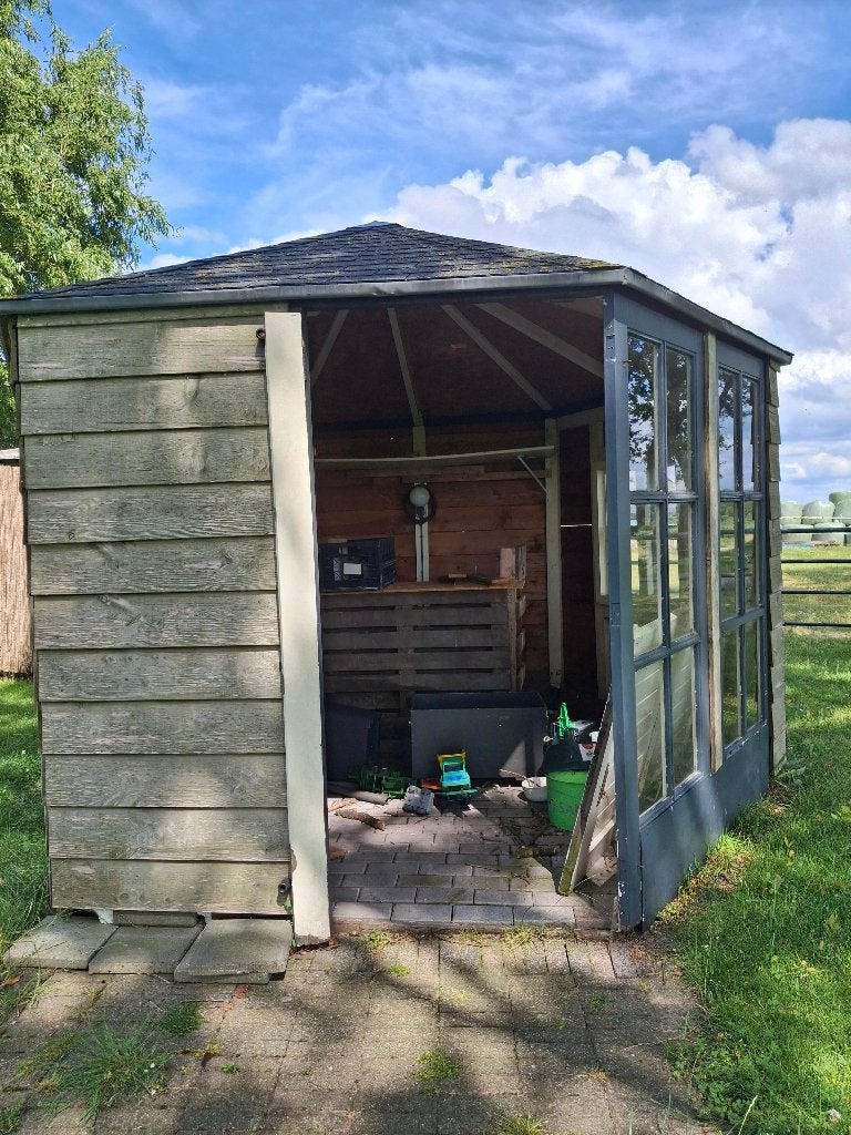 Blokhut, tuinhuis nu halen 50 euro!!, Tuin en Terras, Tuinhuizen, Ophalen, 250 tot 500 cm, Blokhut, 2 ramen
