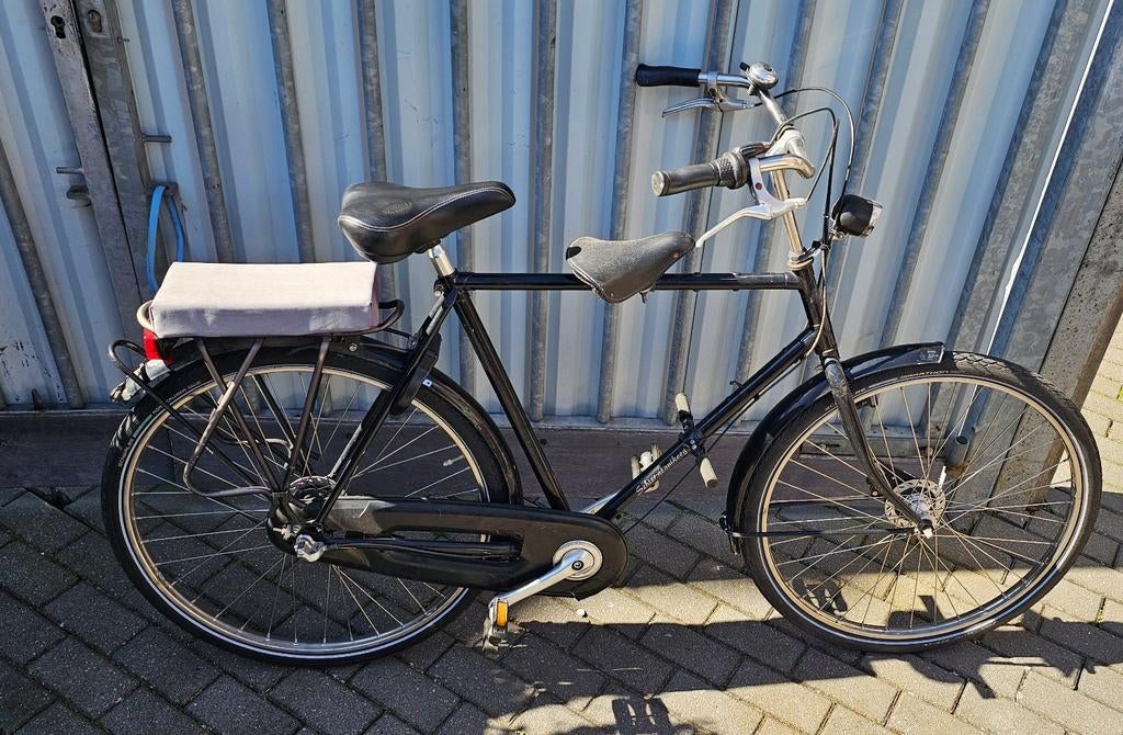 Heren fiets met kinderzitje voor op mooie fiets, Fietsen en Brommers, Elektrische fietsen, Ophalen, Gebruikt, Overige merken