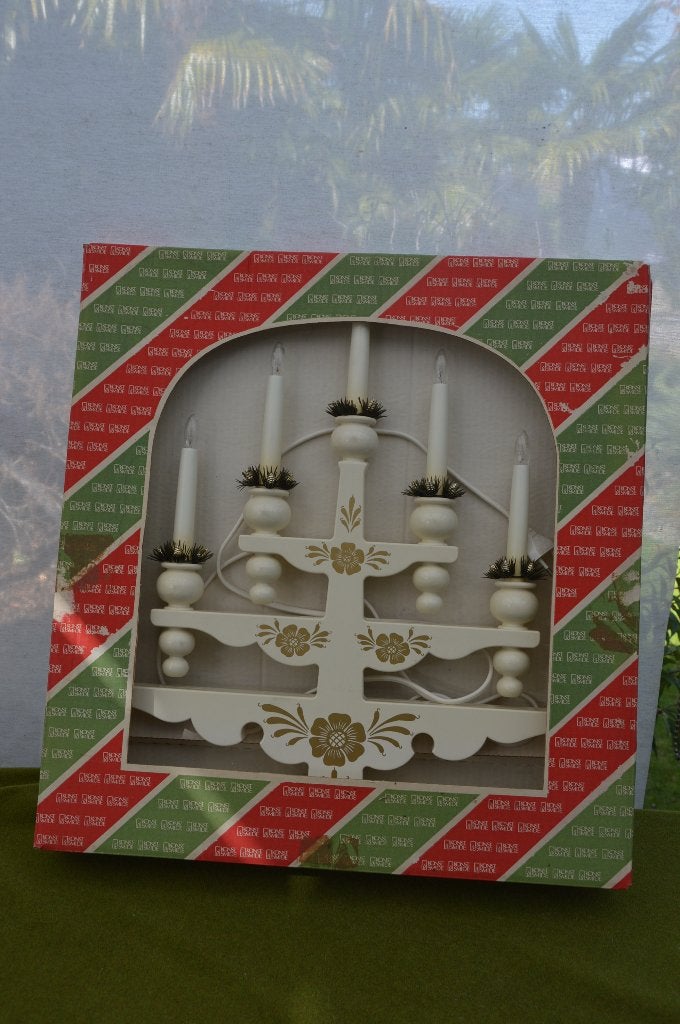 Vintage GNOSJÖ KONSTSMIDE kerstkaarsbrug/ raamverlichting, Ophalen of Verzenden, Gebruikt